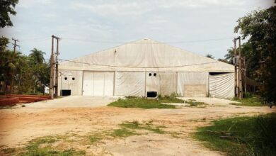 Photo of Eis o que restou do Hospital de Campanha de Santarém: uma tenda rasgada.
