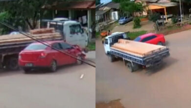Photo of ​Vídeo mostra momento em que carro avança preferencial e colide com caminhão em Itaituba