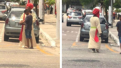 Photo of Em Belém, homem aparece vestido de roupa muçulmana e com arma de brinquedo