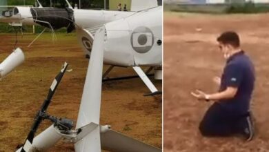 Photo of Helicóptero da Globo faz pouso forçado e perde cauda; piloto reza após aterrissagem
