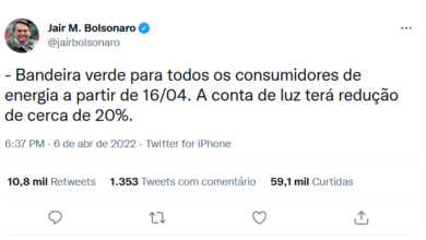Photo of Bolsonaro anuncia redução de 20% na conta de luz