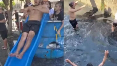 Photo of Jovens em Belém usam escorregador para mergulhar em canal de esgoto como alternativa ao calor