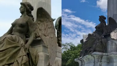 Photo of Ladrões furtam parte da asa de escultura centenária de bronze na Praça da República, em Belém