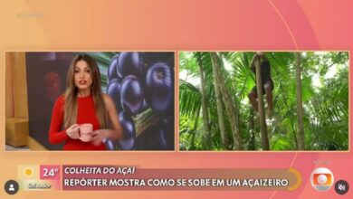Photo of Carlos Brito impressiona Patrícia Poeta ao subir em açaizeiro ao vivo no Encontro