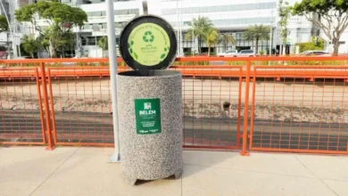 Photo of Belém instala lixeiras feitas de chinelos reciclados no Parque da Doca