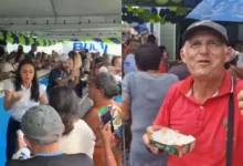 Photo of População comemora aniversário de Belém e celebra ao garantir pedaço do bolo gigante de 410 anos