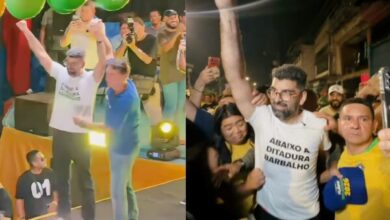 Photo of Dr. Daniel desce do muro, tem as mãos erguidas por Flávio Bolsonaro e Éder Mauro e se une oficialmente à da extrema-direita
