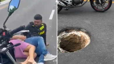 Photo of Moto por aplicativo cai em bueiro aberto na Avenida Júlio César, em Belém