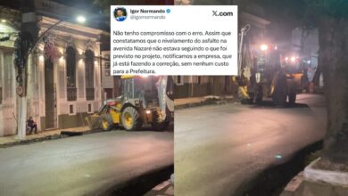 Photo of Prefeitura manda retirar asfalto que ficou acima das calçadas na avenida Nazaré