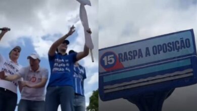 Photo of Filho de Helder leva barbeador gigante com frase “Raspar a oposição” em passeata do MDB